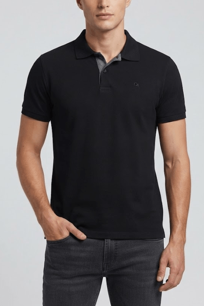 Camisa Polo Ogochi  Manga Curta Masculina 007001001 Slim Preto