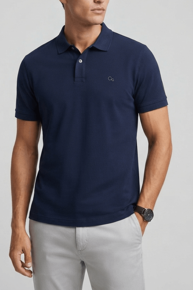 Camisa Polo Ogochi  Manga Curta Masculina 007001001 Slim Marinho