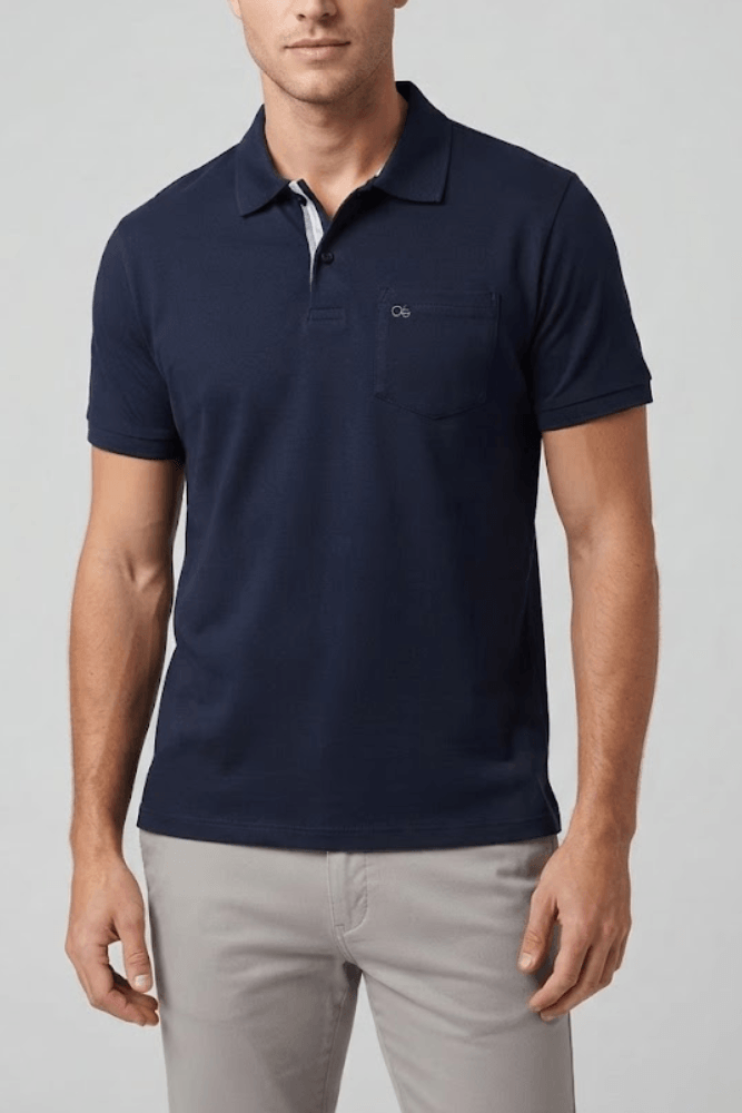 Polo Ogochi Manga Curta Essencial Slim Com Bolso  007000002 Marinho