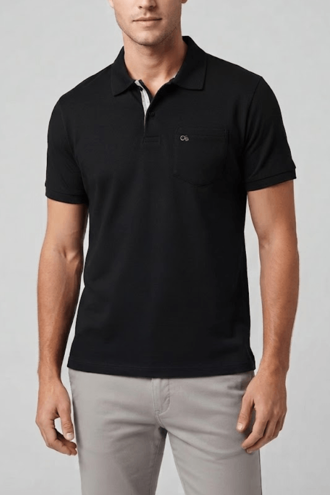 Polo Ogochi Manga Curta Essencial Slim Com Bolso  007000002 Preto