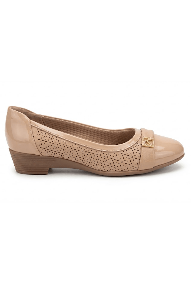 Sapato Piccadilly Conforto Feminino Patricia 379005 Bege