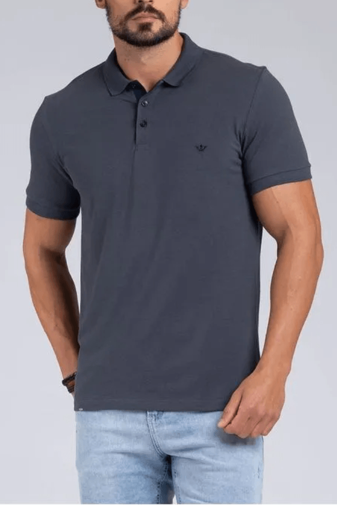 Polo Manga Curta Docthos Slim Piquet 119088 Cinza Escuro