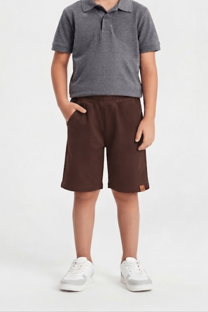 Bermuda Moletom Fenalu Infantil Masculina 80547 Marrom