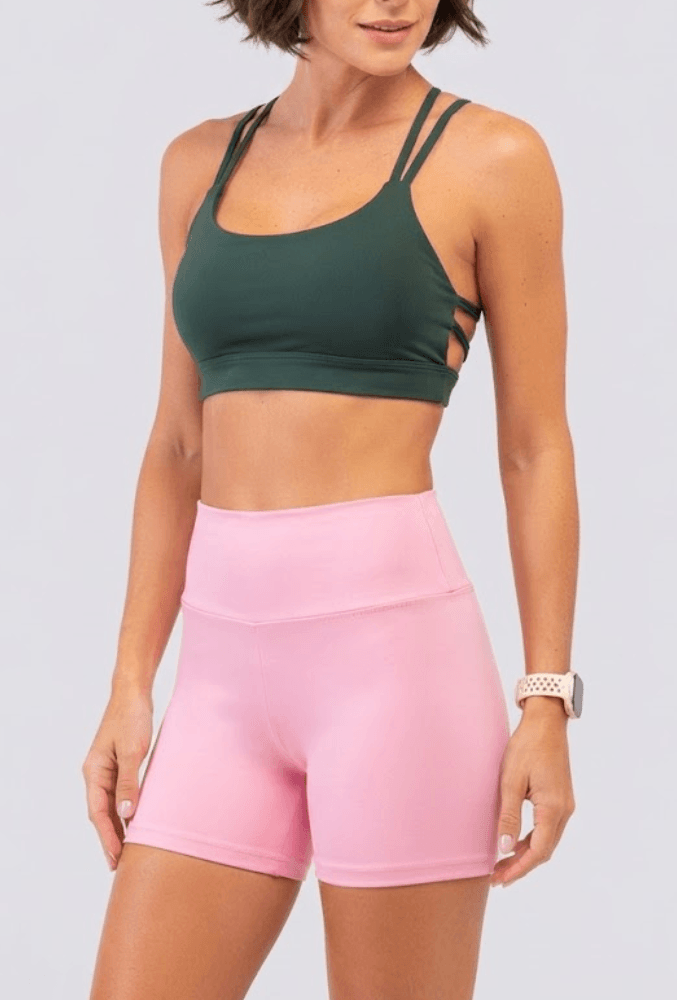 Shorts Poliamida Mc Fitness Feminino Proteção Uv Cf024 Rosa