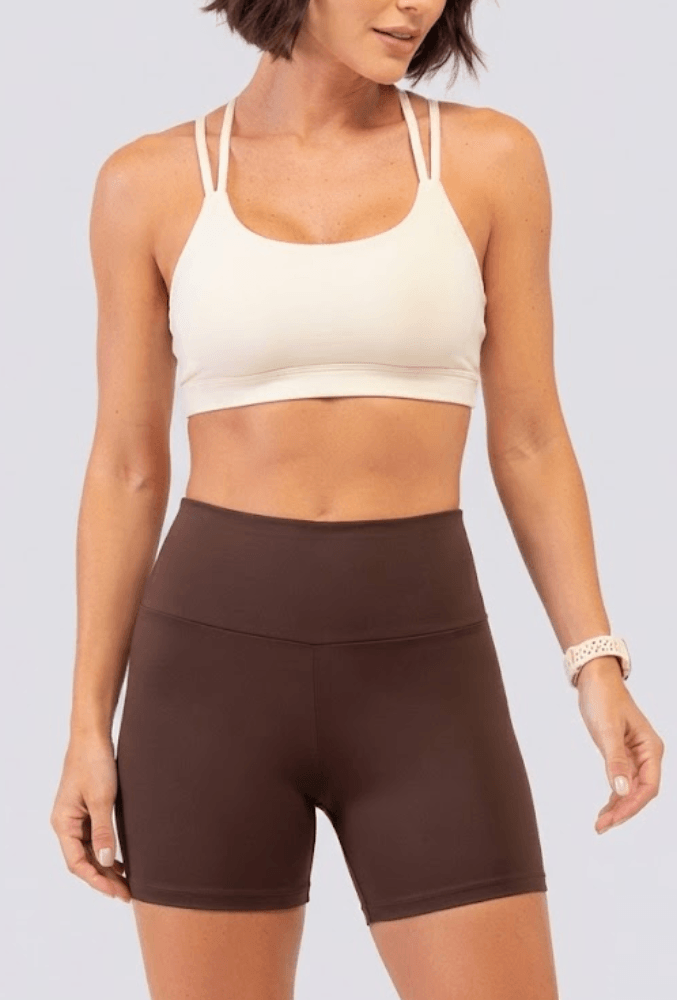 Shorts Poliamida Mc Fitness Feminino Proteção Uv Cf024 Marrom
