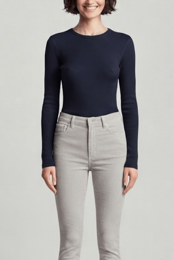 Blusa Manga Longa Estilo Do Corpo Segunda Pele Peluciada 70082 Marinho