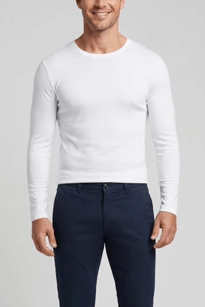 Camiseta Térmica Manga Longa Estilo Do Corpo Masculina 3421 Branco