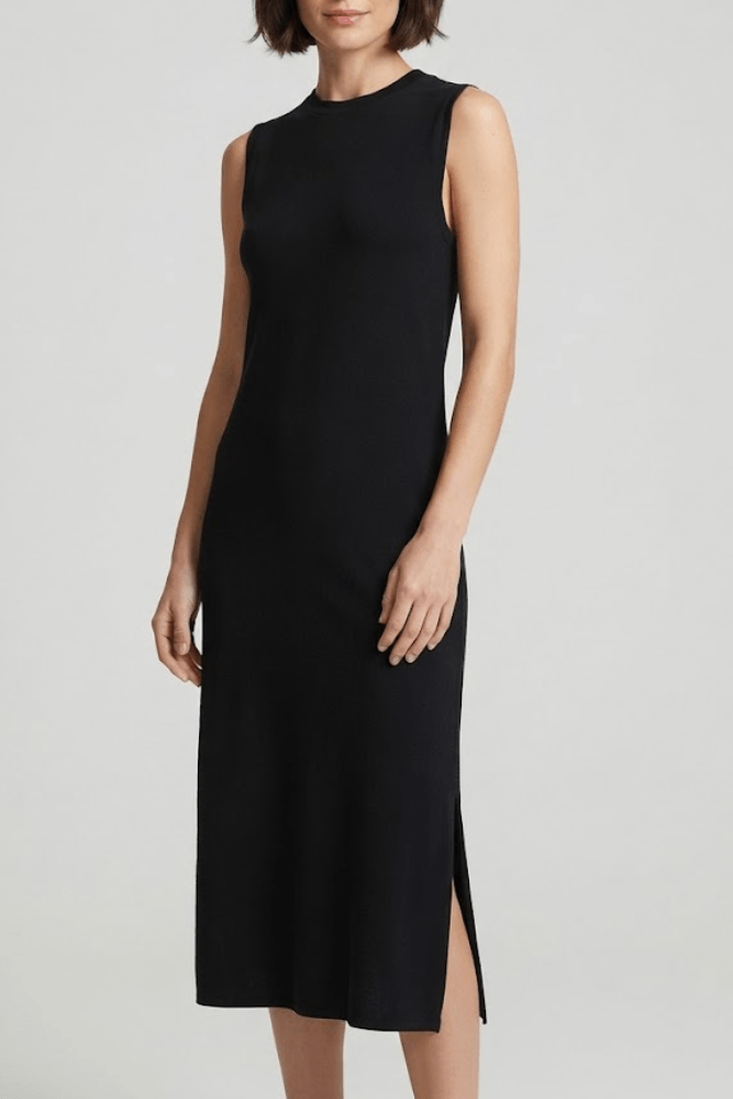 Vestido Longo Midi Malha Viscose Lunender Feminino 00653 Preto