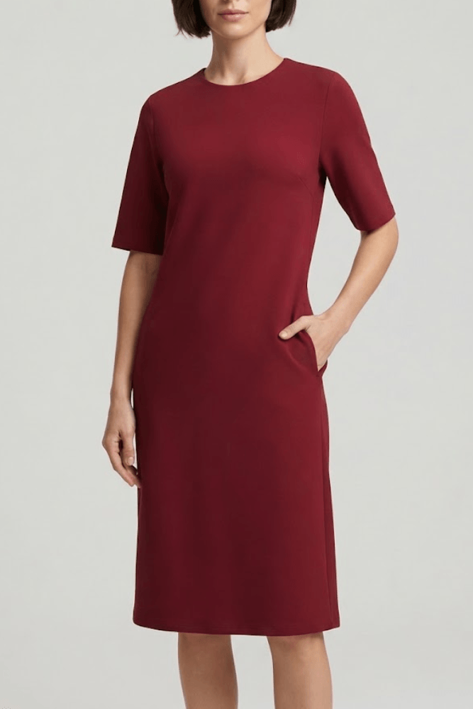 Vestido Curto Malha com Bolso Lunender Feminino 00624 Bordo