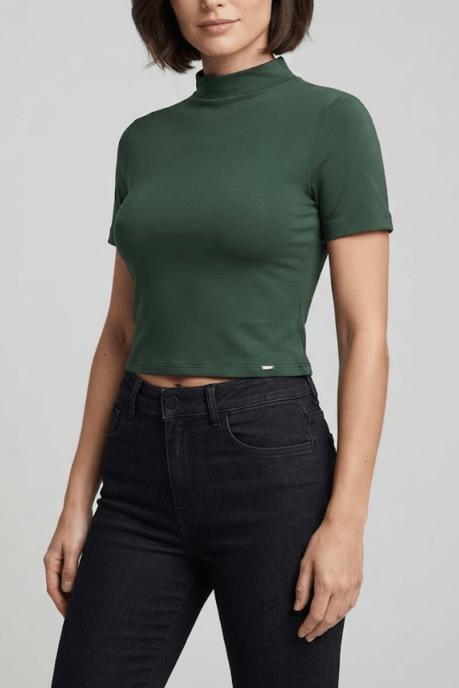 Blusa Feminina Lunender Cropped 00665 Viscose Elastano Verde