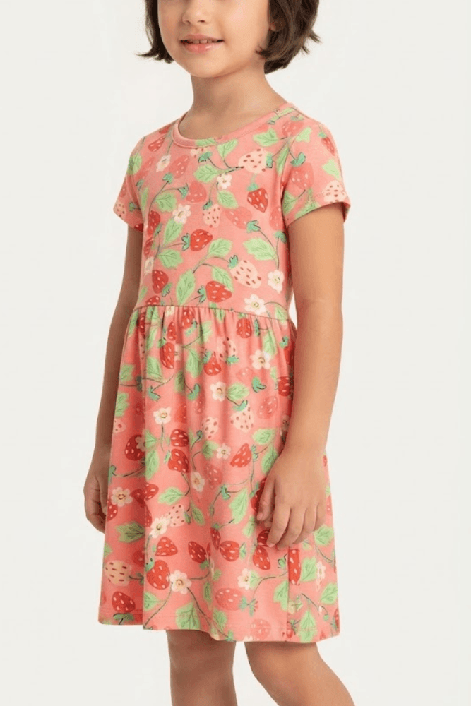 Vestido Infantil Menina Brandili Estampado 80186 Rosa