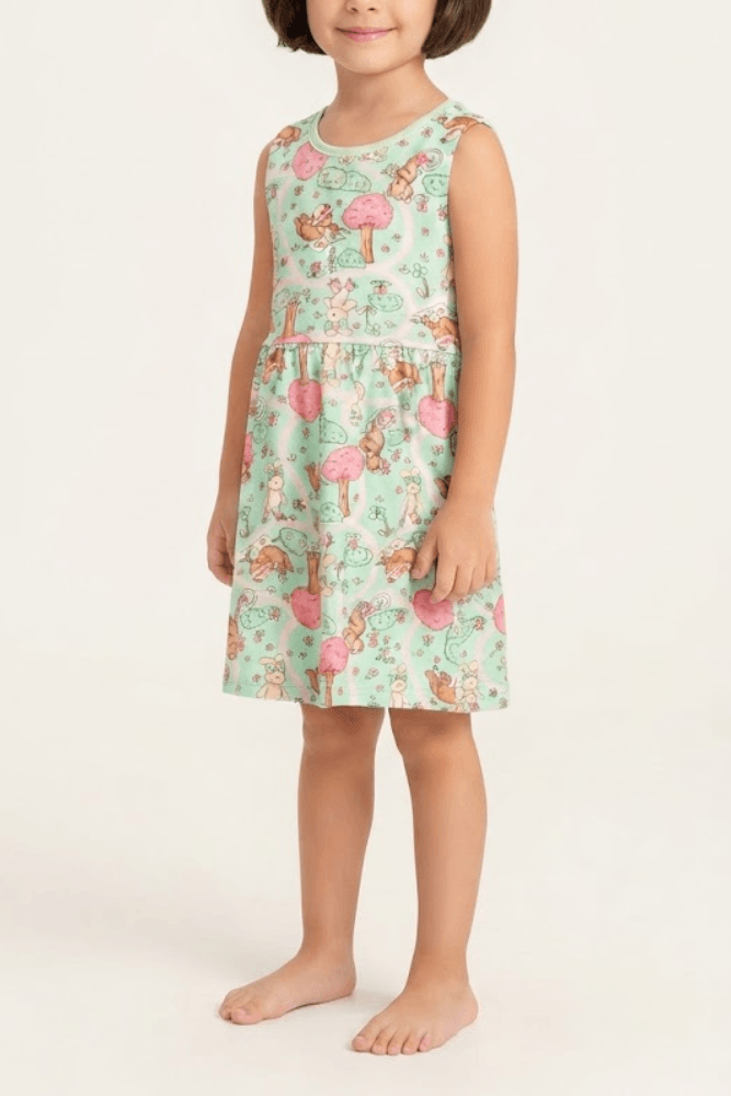 Vestido Infantil Menina Brandili Estampado 80186 Verde