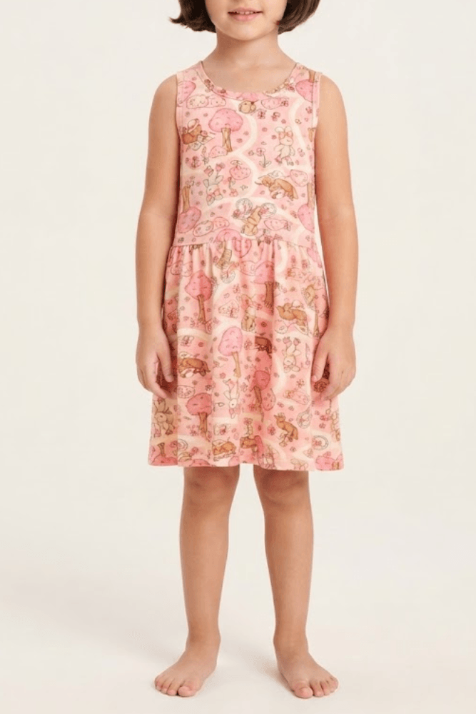 Vestido Infantil Menina Brandili Estampado 80185 Rosa