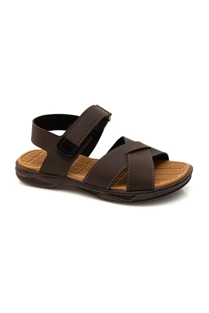 Sandália Novopé Velcro Infantil Menino Basic 85001506-3116 Caramelo