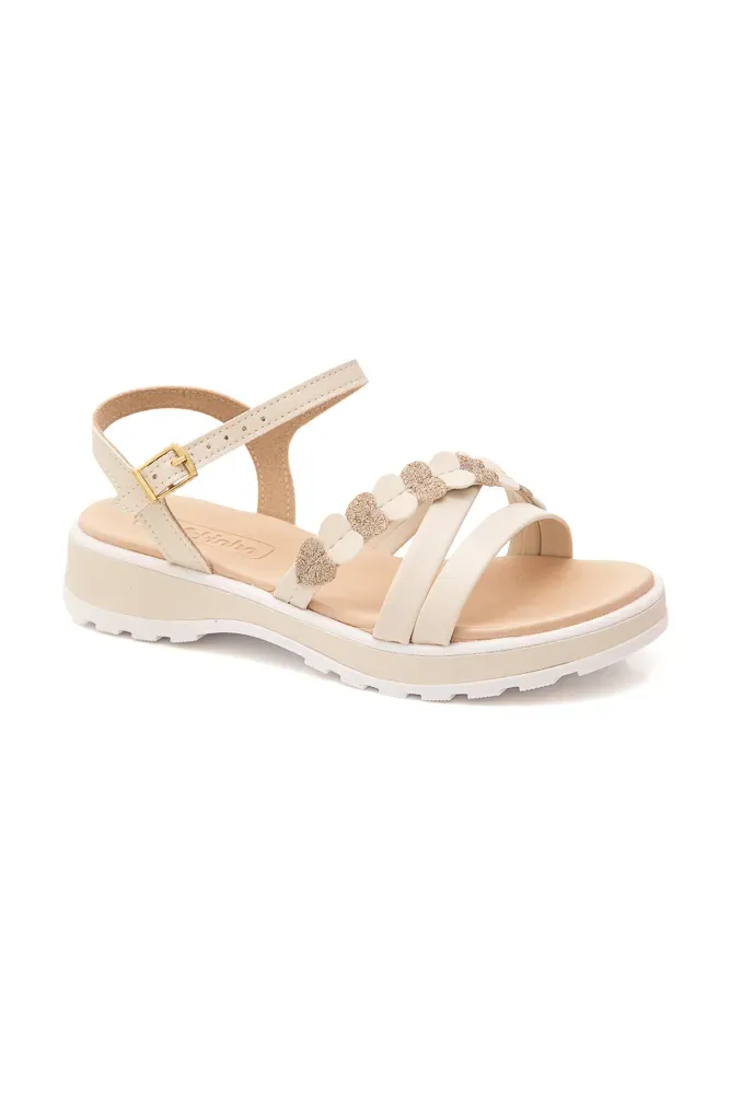 Sandália Molekinha Coração Infantil Menina Glitter 2361.217.14996 Off-White