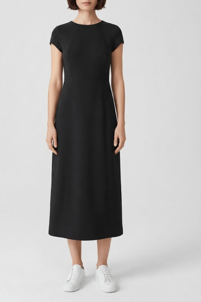 Vestido Lunender Midi Feminino Malha Marbella C0261 Preto