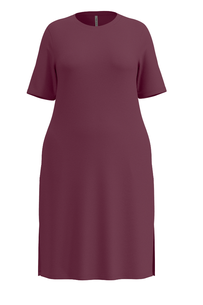 Vestido Longo Midi Malha Viscose Lunender Feminino 00645 Bordo