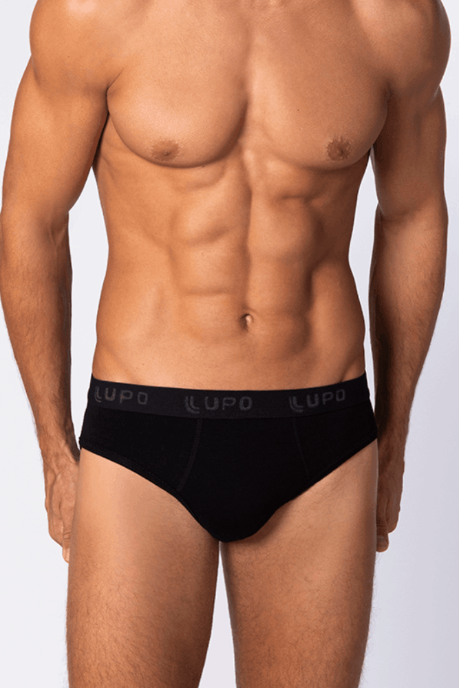 Cueca Lupo Slip Algodão Masculina Cós Discreto 485-002 Preto