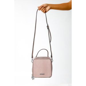 Bolsa Transversal Feminina Wj 45223 Tachas Croco Rosa