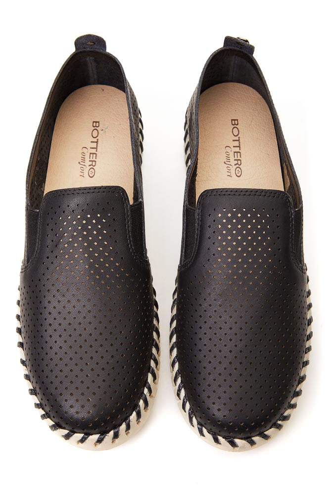 Tenis-Casual-Slip-On-Feminino-Bottero-Couro-Atanado-Preto