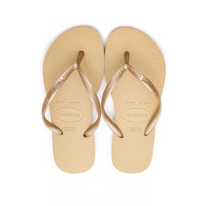Chinelo De Dedo Feminino Havaianas Slim Romance Bege