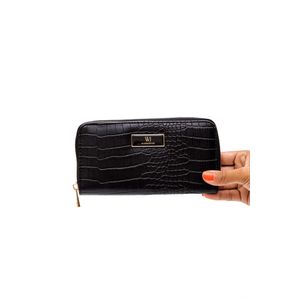 Carteira Casual Retangular Croco Feminina Wj 30541 Preto