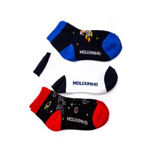 Kit De 3 Meias Molekinho Cano Curto Infantil Menino - 2199.1 Sortido
