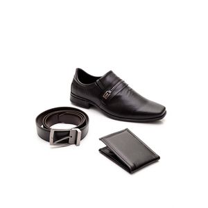 Sapato Social Masculino West Line 15087 Kit 3 Em 1 Preto
