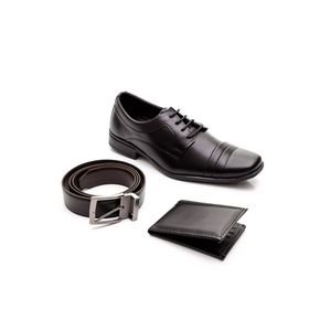 Sapato Social Masculino West Line 15070 Kit 3 Em 1 Preto