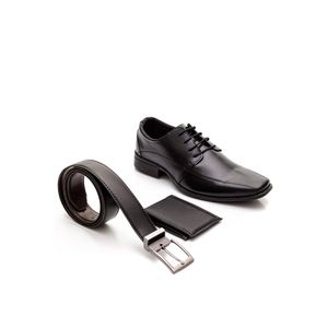 Kit Sapato Social Masculino - Cinto E Carteira West Line 1804 Preto