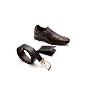 Kit Sapato Social Masculino - Cinto E Carteira West Line 15005 Marrom