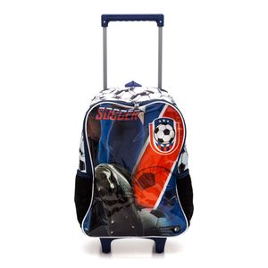 Mochila De Rodinhas Infantil Menino Soccer Luxcel Ic37632ft Azul