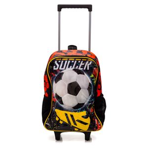 Mochila De Rodinhas Infantil Menino Soccer Luxcel Ic37632ft Preto