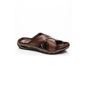 Chinelo Pegada Soft Masculino Em Couro 131661-02 - MARROM