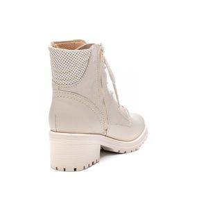 Bota Bottero Coturno Feminina Couro Amarração 349104 Off-White