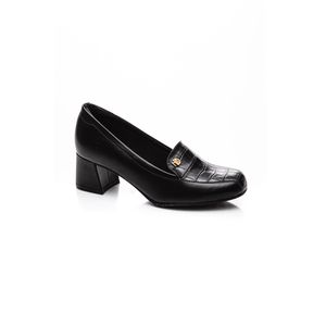 Sapato Modare Salto Baixo Feminino Croco 7373.109 Preto