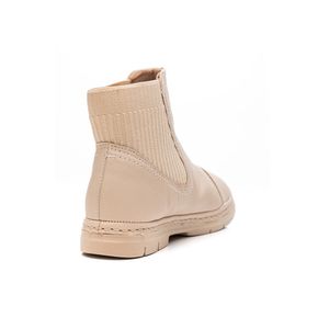 Bota Campesi Cano Baixo Feminina Têxtil L9212-01 Off-White
