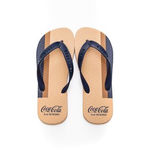 Chinelo De Dedo Coca-Cola Masculino Estampa Cc3844 Bege