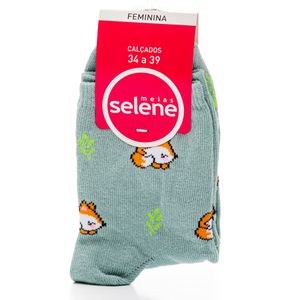 Meia Selene Soquete Feminina Estampada 7040.001.5501 Verde