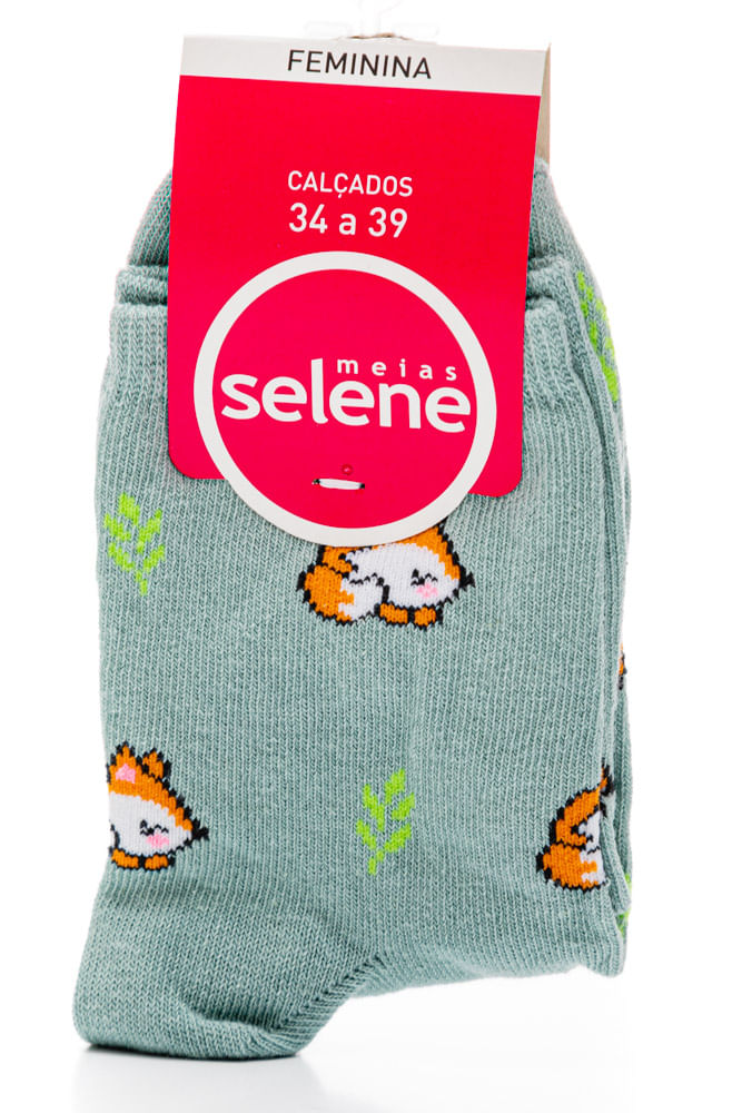 Meia-Selene-Soquete-Feminina-Estampada-7040.001.5501-Verde
