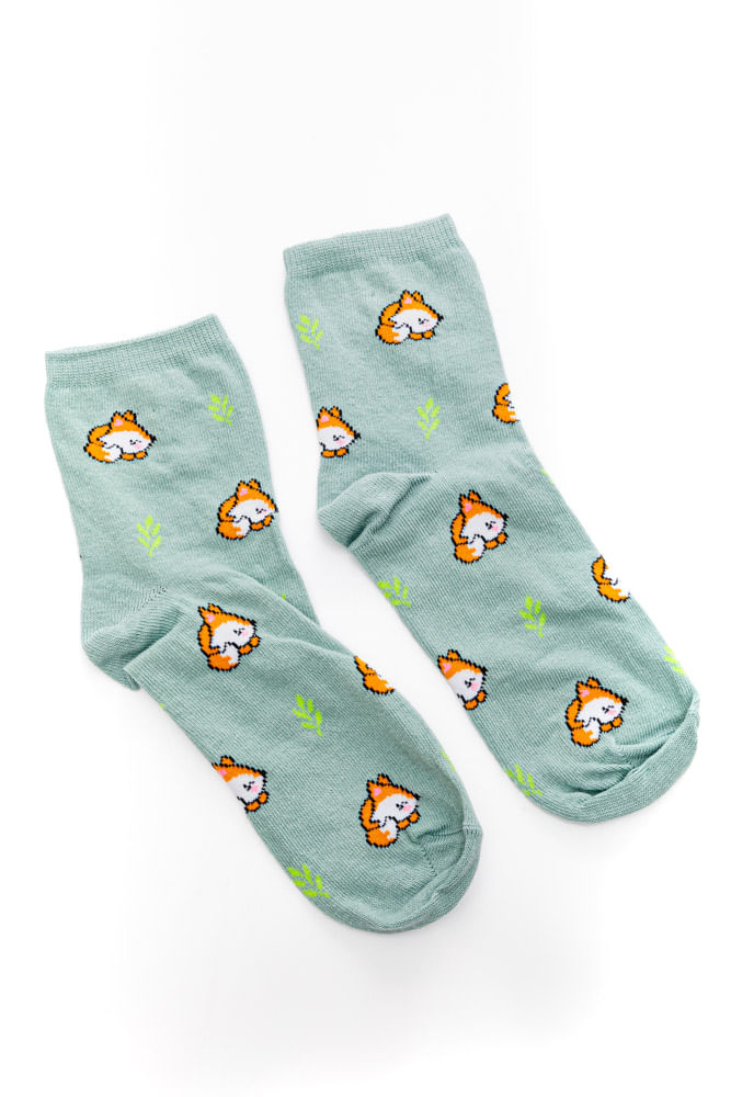 Meia-Selene-Soquete-Feminina-Estampada-7040.001.5501-Verde