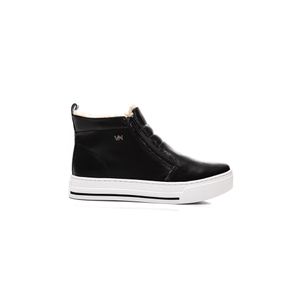 Tênis Via Marte Casual Feminino Forrado Em Lã 23-4709-02 Preto