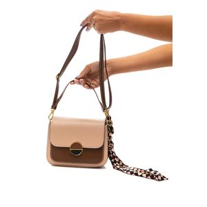 Bolsa Envelope Luxcel Casual Feminina Pequena Bicolor Bg72617 Bege