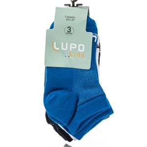 Kit Meia Lupo Soquete Infantil  Kids (3 Pares) 02725-089-0903 Azul