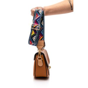 Bolsa Luxcel Transversal Feminina Alça Em Estampa Étnica  Bu78691 Marrom