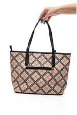 Bolsa-Luxcel-Alca-De-Mao-Feminina-Xadrez-Gash-Bg72474-Caqui