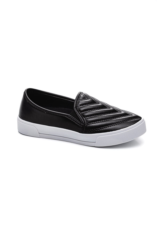 Tênis Yoá Slip-On Feminino Matelassê L-Al488 Preto