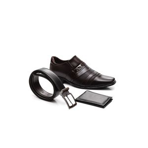 Kit Sapato Social West Line Masculino Classic  - 3 Peças1 813 Marrom