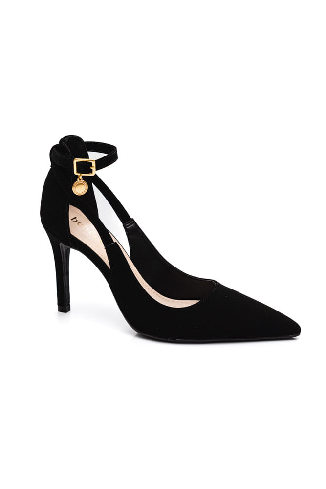 Sapato Bebecê Scarpin Feminino Salto Agulha Fivela T9430-160 Preto