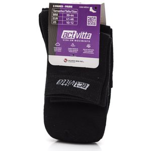 Kit Actvitta 3 Pares De Meias  Cano Médio Algodão Unissex - 4999.4 Preto